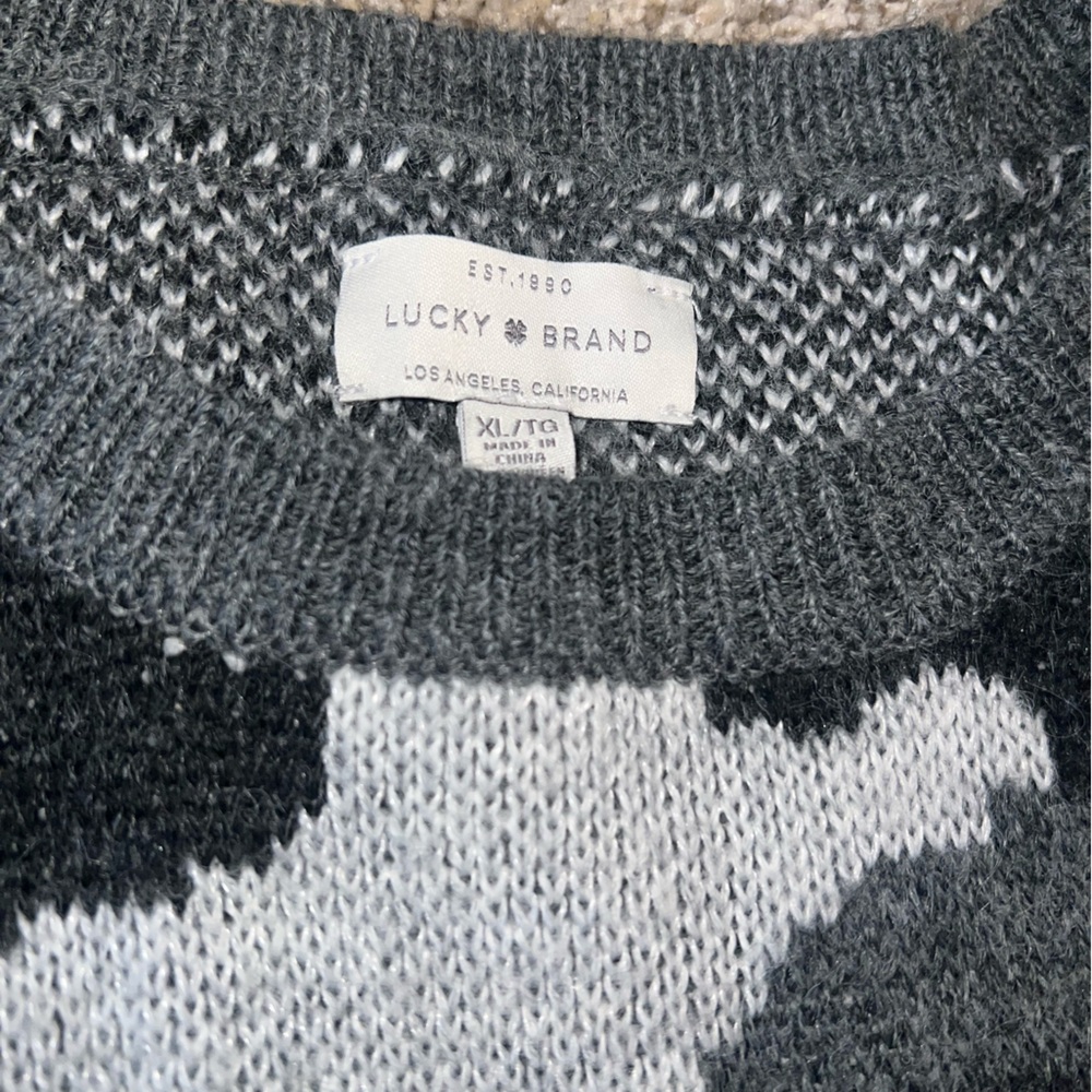 Lucky Brand Women's Camouflage Crewneck Sweater - Black and Gray - Picture 2 of 6